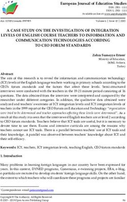A CASE STUDY ON THE INVESTIGATION OF INTEGRATION LEVELS OF ENGLISH COURSE TEACHERS TO INFORMATION AND COMMUNICATION TECHNOLOGIES ACCORDING TO CEO ...