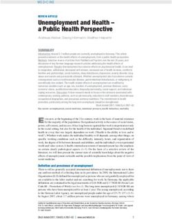 Unemployment and Health - a Public Health Perspective