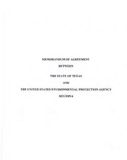 MEMORANDUM OF AGREEMENT BETWEEN THE STATE OF TEXAS AND THE UNITED STATES ENVIRONMENTAL PROTECTION AGENCY REGION 6