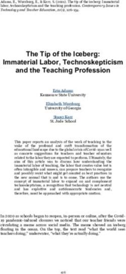 The Tip of the Iceberg: Immaterial Labor, Technoskepticism and the Teaching Profession - Contemporary Issues in Technology ...