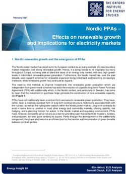 Nordic PPAs - Effects on renewable growth and implications for electricity markets - Oxford Institute for Energy Studies