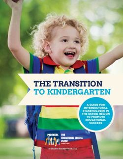 THE TRANSITION TO KINDERGARTEN - A GUIDE FOR INTERSECTORAL STAKEHOLDERS IN THE ESTRIE REGION TO PROMOTE EDUCATIONAL SUCCESS - Projet partenaire ...
