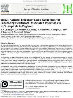 Epic3: National Evidence-Based Guidelines for Preventing Healthcare-Associated Infections in NHS Hospitals in England