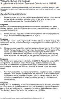 Vote Arts, Culture and Heritage Supplementary Standard Estimates Questionnaire 2018/19 - Parliament