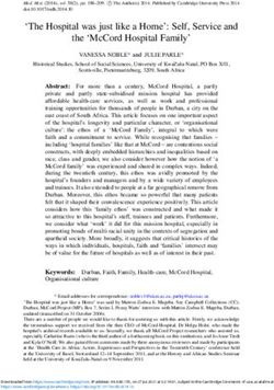 THE HOSPITAL WAS JUST LIKE A HOME': SELF, SERVICE AND THE 'MCCORD HOSPITAL FAMILY' - CAMBRIDGE UNIVERSITY PRESS