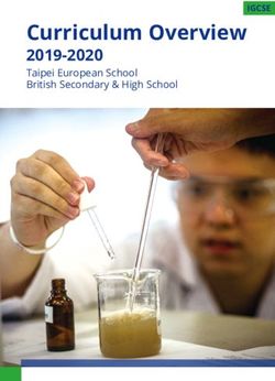 Curriculum Overview 2019-2020 Taipei European School British Secondary & High School