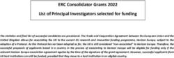 ERC Consolidator Grants 2022 List of Principal Investigators selected for funding