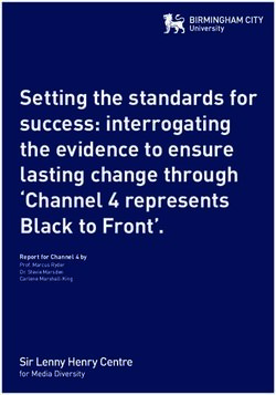 Setting the standards for success: interrogating the evidence to ensure lasting change through 'Channel 4 represents Black to Front' - Report for ...