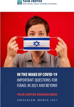 IN THE WAKE OF COVID-19 IMPORTANT QUESTIONS FOR ISRAEL IN 2021 AND BEYOND