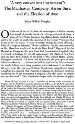 "A very convenient instrument": The Manhattan Company, Aaron Burr, and the Election of 1800