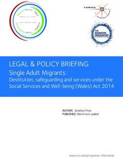 LEGAL & POLICY BRIEFING - Single Adult Migrants: Destitution, safeguarding and services under the Social Services and Well-being (Wales) Act 2014 ...