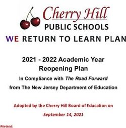 Reopening Plan 2021 - 2022 Academic Year - In Compliance with The Road Forward from The New Jersey Department of Education