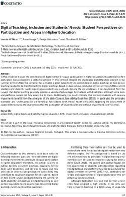 Digital Teaching, Inclusion and Students' Needs: Student Perspectives on Participation and Access in Higher Education - Cogitatio ...
