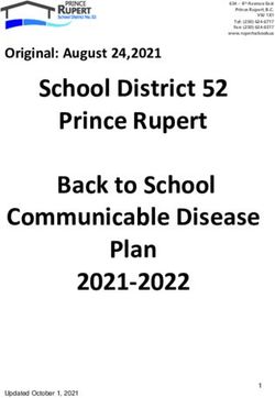 School District 52 Prince Rupert Back to School Communicable Disease Plan 2021-2022 - Original: August 24,2021