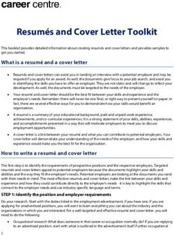 Resumés and Cover Letter Toolkit - University of Toronto