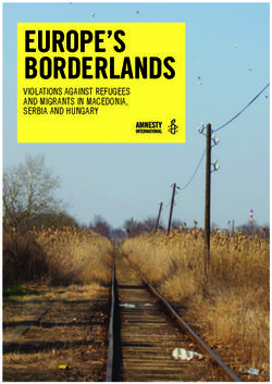 EUROPE'S BORDERLANDS VIOLATIONS AGAINST REFUGEES AND MIGRANTS IN MACEDONIA, SERBIA AND HUNGARY