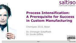 Process Intensification: A Prerequisite for Success in Custom Manufacturing - Chemspec 2016, Basel Dr. Christoph Schaffrath Dr. Guido Giffels ...