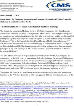 Date: January 31, 2020 From: Center for Consumer Information and Insurance Oversight (CCIIO), Centers for Medicare & Medicaid Services (CMS) ...