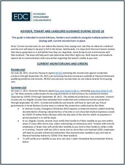 ADVISOR, TENANT AND LANDLORD GUIDANCE DURING COVID-19