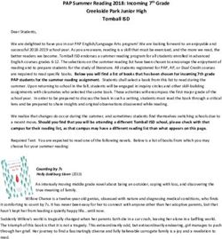 PAP Summer Reading 2018: Incoming 7th Grade Creekside Park Junior High Tomball ISD