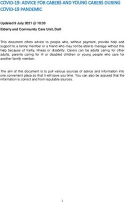 COVID-19: ADVICE FOR CARERS AND YOUNG CARERS DURING COVID-19 PANDEMIC