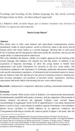 Teaching and learning of the Italian language for the newly arrived foreign minor in Italy. An intercultural approach La didattica della seconda ...
