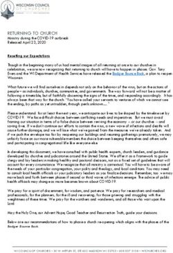 RETURNING TO CHURCH Ministry during the COVID-19 outbreak Released April 23, 2020 - Wisconsin Council of Churches