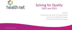 Solving for Quality 2021 and 2022 - 8/18/2021 Shelley Krawchuk, RN, CPHQ, Clinical Program Manager - Health Net