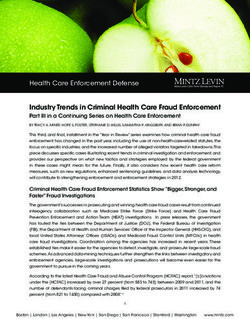 Health Care Enforcement Defense - Industry Trends in Criminal Health Care Fraud Enforcement