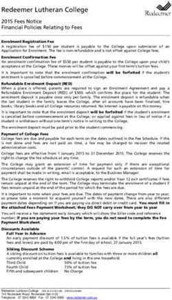 Redeemer Lutheran College - 2015 Fees Notice Financial Policies Relating to Fees