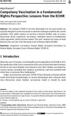 COMPULSORY VACCINATION IN A FUNDAMENTAL RIGHTS PERSPECTIVE: LESSONS FROM THE ECTHR