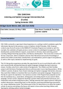 EDU 234B DHH: LISTENING AND SPOKEN LANGUAGE INTERVENTION/LAB (3 UNITS) SPRING SEMESTER 2021 BRIDGET SCOTT-WEICH, EDD, LSLS CERT AVED