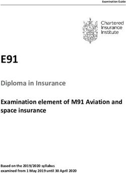 E91 Diploma in Insurance Examination element of M91 Aviation and space insurance - Based on the 2019/2020 syllabus examined from 1 May 2019 until ...