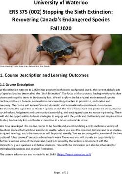 University of Waterloo ERS 375 (002) Stopping the Sixth Extinction: Recovering Canada's Endangered Species Fall 2020 - University of ...