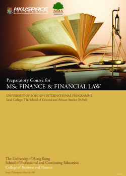 MSc FINANCE & FINANCIAL LAW - Preparatory Course for