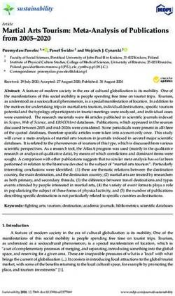 Martial Arts Tourism: Meta-Analysis of Publications from 2005-2020