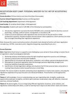 NEGOTIATION BOOT CAMP: PERSONAL MASTERY IN THE ART OF NEGOTIATING - LSE