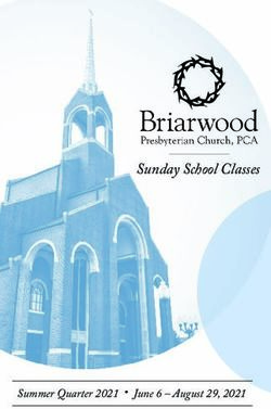 Sunday School Classes - Summer Quarter 2021 June 6 - August 29, 2021