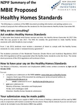 MBIE Proposed Healthy Homes Standards - NZPIF Summary of
