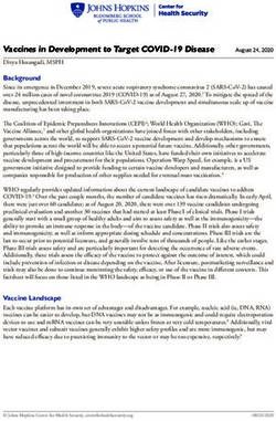 Vaccines in Development to Target COVID-19 Disease August 24, 2020 - The ...