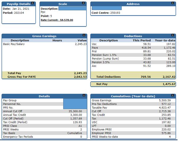 Payslip Explained Detailed Version Payroll Shared Service Contact Centre February 2021 Pssc 4433