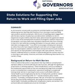 State Solutions for Supporting the Return to Work and Filling Open Jobs