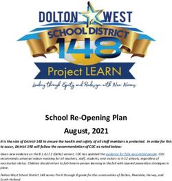 School Re-Opening Plan August, 2021 - District 148