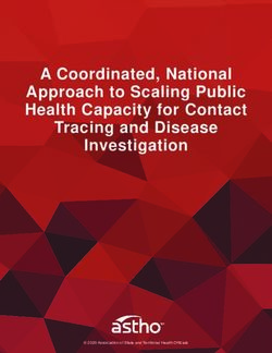 A Coordinated, National Approach to Scaling Public Health Capacity for Contact Tracing and Disease Investigation - 2020 Association of State and ...