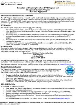 Education and Training Voucher (ETV) Program and Passport to Careers Program 2021-2022 Application