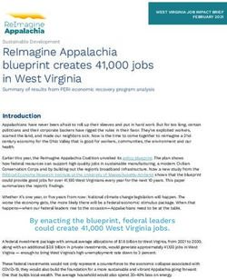 REIMAGINE APPALACHIA BLUEPRINT CREATES 41,000 JOBS IN WEST VIRGINIA