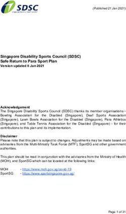 Singapore Disability Sports Council (SDSC) Safe Return to Para Sport Plan Version updated 8 Jan 2021 Acknowledgement - Singapore Disability ...