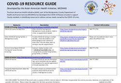 COVID-19 RESOURCE GUIDE - Developed by the Asian American Health Initiative, MCDHHS - Asian American Health ...