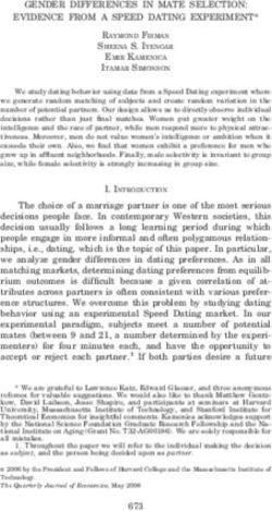 GENDER DIFFERENCES IN MATE SELECTION: EVIDENCE FROM A SPEED DATING EXPERIMENT