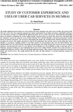 STUDY OF CUSTOMER EXPERIENCE AND USES OF UBER CAB SERVICES IN MUMBAI